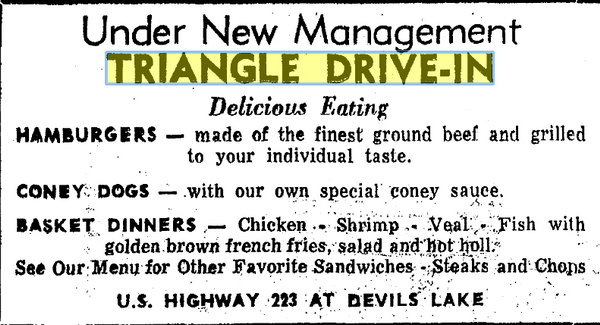 Tari-Ho Drive-In - Triangle Drive-In Ad Nov 1960 (newer photo)